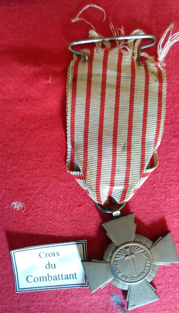 Croix du combattant de Joseph Barbaux - poilu de la guerre 1914/1918