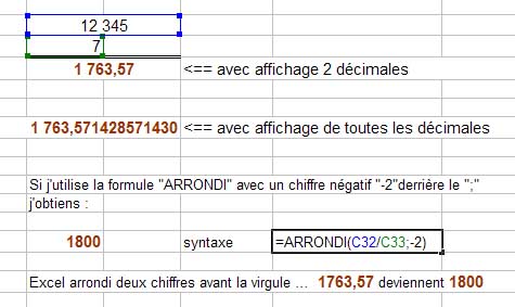 Fonction Arrondi dans Excel