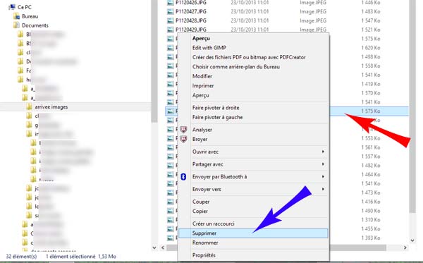 Explorateur Windows - supprimer un fichier